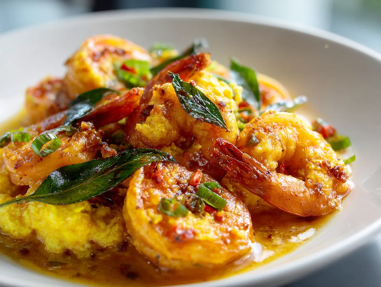 Butter Prawns with Egg Floss