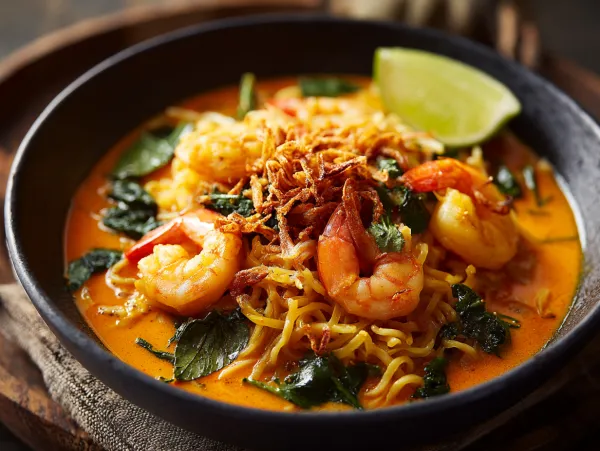 Dry Laksa (Goreng) with Prawns